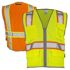 DOME75 Dynamic Series DV2123 Class 2 HiVis Contrast Safety Vest | HiVis Yellow and HiVis Orange