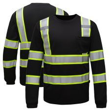 GSS Safety 5015 Enhanced Visibility Black Contrast Long Sleeve Safety T-Shirt