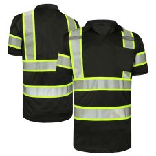 GSS Safety 5019 Enhanced Visibility Two Tone Short Sleeve Safety Polo | Black 
