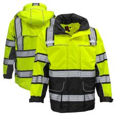 GSS Safety 6501 Onyx Series Class 3 HiVis Black Bottom Ripstop Safety Rain Coat