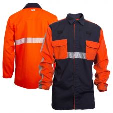 National Safety Apparel FR Enhanced Visibility HRC 2 Long Sleeve Segmented Foundry Work Shirt