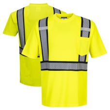 Portwest S395 Detroit Class 2 Hi Vis Short Sleeve Contrasting Safety T-Shirt | Lime
