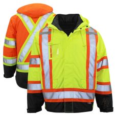 Tough Duck S426 Class 3 Contrasting Thermal 5-in-1 Safety Jacket | Lime and Orange