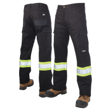 Tough Duck SP03 Enhanced Visibility Black Flex Twill Safety Cargo Pants