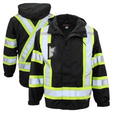 Work King S426 Class 1 Contrasting Thermal 5-in-1 Safety Jacket | Black