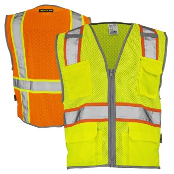 DOME75 Dynamic Series DV2123 Class 2 HiVis Contrast Safety Vest | HiVis Yellow and HiVis Orange