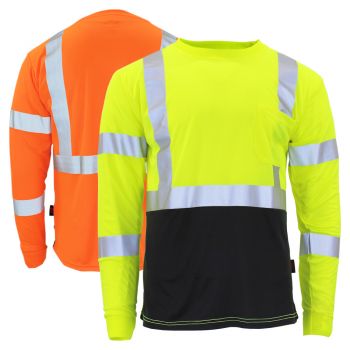 GSS Safety 5113/5114 Class 3 HiVis Long Sleeve Black Bottom Safety T-Shirt