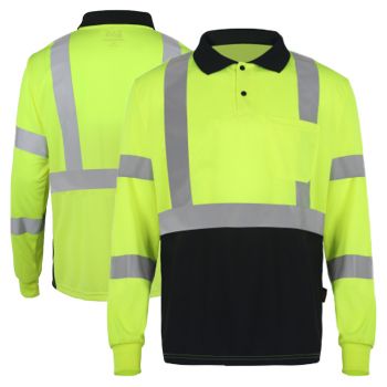 GSS Safety 5507 Class 3 HiVis Long Sleeve Black Bottom Safety Polo