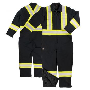 Tough Duck S787 Class 1 Black 6oz Cotton Duck Insulated Contrast Safety Coverall
