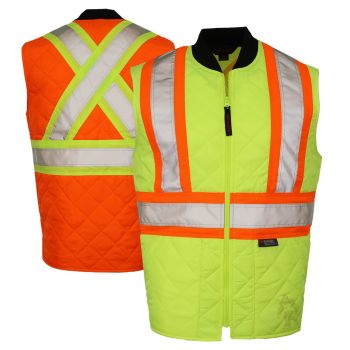 Tough Duck SV05 Class 2 HiVis Quilted Contrast Zippered Safety Vest