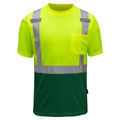 GSS Safety 5121 Class 2 Forest Green Bottom Short Sleeve Safety T-Shirt | Front 