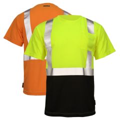DOME75 Dynamic Series DSS1422 Hi Vis Class 2 Black Bottom Viz-Dri Safety T-Shirt | HiVis Yellow and HiVis Orange