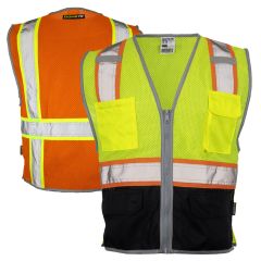 DOME75 Dynamic Series DV2125 Class 2 Black Bottom Contrast Safety Vest | HiVis Yellow and HiVis Orange