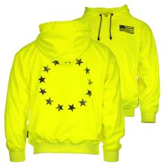 DOME75 Exius Series EHP16102A Betsy Ross Flag Enhanced Visibility Pullover Hoodie | HiVis Yellow