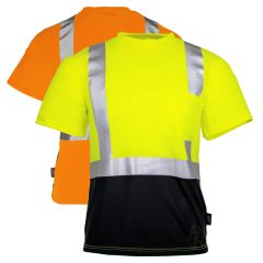GSS Safety 5111/5112 Class 2 HiVis Short Sleeve Black Bottom Safety T-Shirt | Lime and Orange