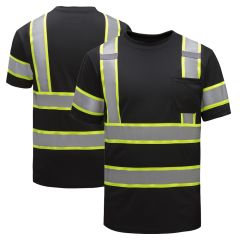 GSS Safety 5011 Enhanced Visibility Black Contrast Birdseye Short Sleeve Safety T-Shirt