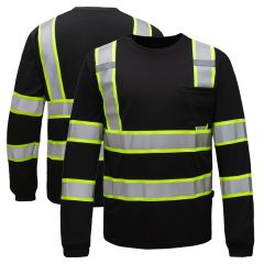 GSS Safety 5015 Enhanced Visibility Black Contrast Long Sleeve Safety T-Shirt