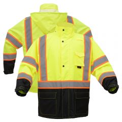 GSS Safety 6005 Contrast Series Class 3 HiVis Black Bottom Safety Rain Coat