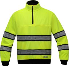 GSS Safety ONYX Series 7521 Class 3 HiVis Quarter Zip Sweatshirt | Lime Front