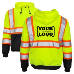 GSS Safety 7005 Class 3 HiVis Contrast Black Bottom Pullover Hoodie Sweatshirt