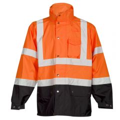 Kishigo RWJ103 Storm Cover Hi Vis Rainwear Jacket | Orange Front