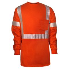 National Safety Apparel C54VRLSPCX2 Vizable FR Enhanced Vsibility Cotton CAT 2 Long Sleeve Segmented Safety T-Shirt | Front
