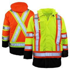 Tough Duck S176 Class 3 HiVis Thermal Safety Parka | Lime and Orange