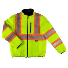 Tough Duck SJ27 Class 3 HiVis Contrast Ripstop Reversible Quilt-lined Safety Jacket | Lime, Front