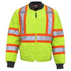Work King Class 3 Contrast Quilted Safety Jacket | Lime, Front