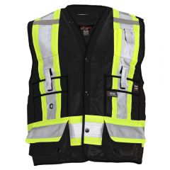 Work King S313 Class 1 Surveyor's Black Safety Vest | Front