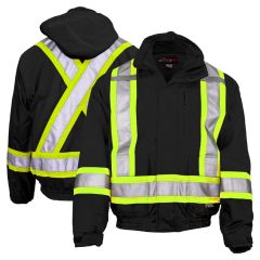 Tough Duck S413 Class 1 Contrast 3-in-1 Safety Bomber Jacket | Black