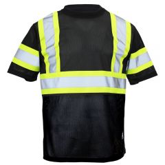 Work King ST09 Class 3 Polyester Micro Mesh Contrast Short Sleeve T-shirt | Black, Front