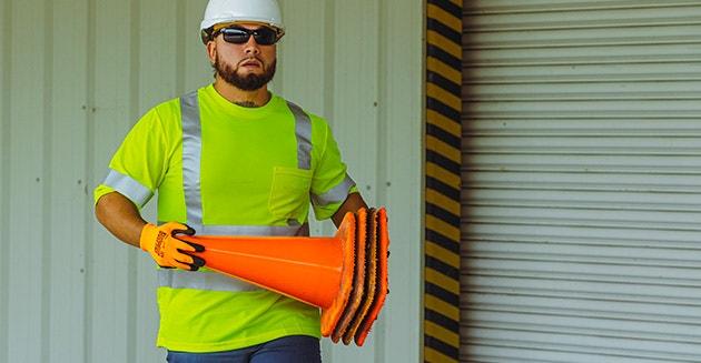 Worker Wearing HiVis Shirt