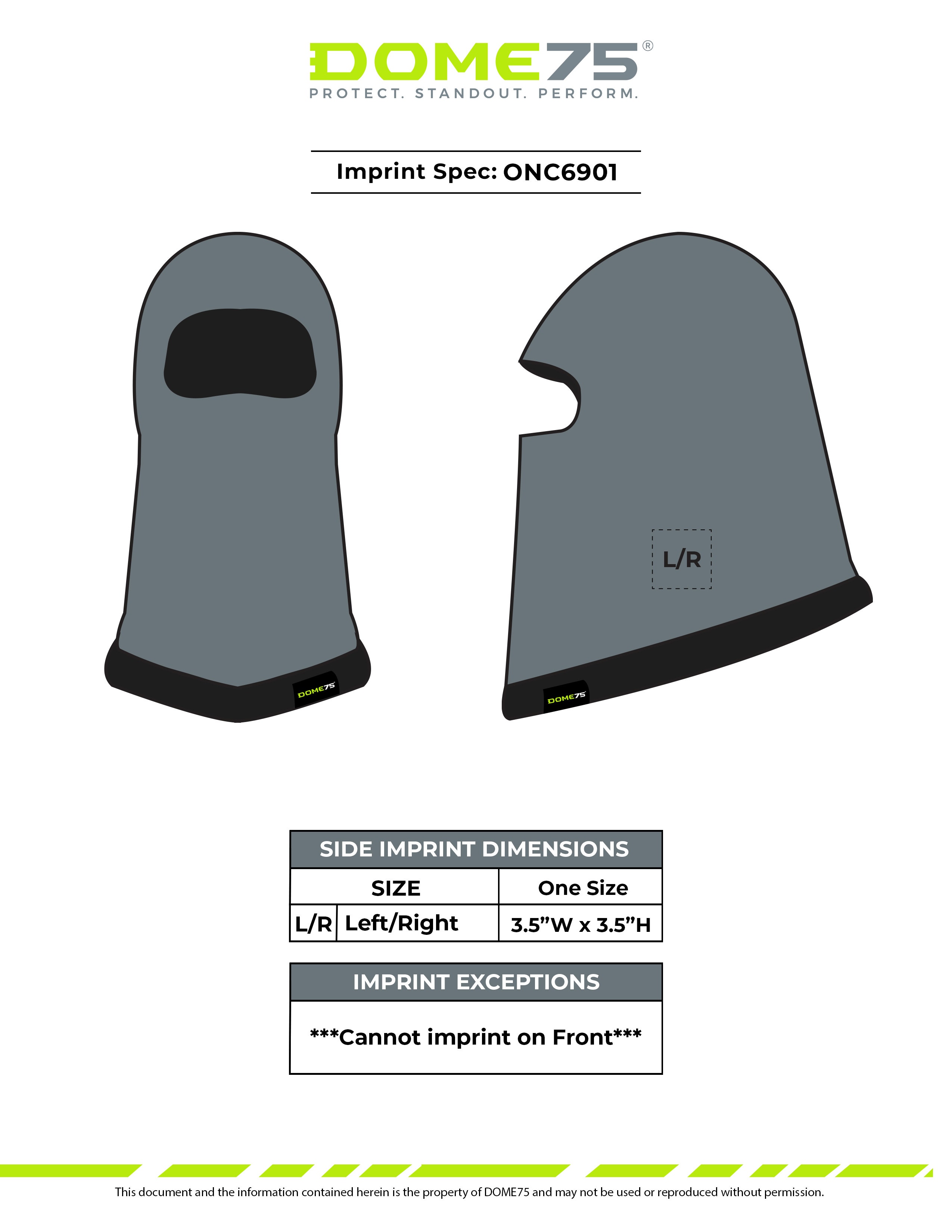 DOME75 ONC6901 Fleece Balaclava Imprint Spec Sheet