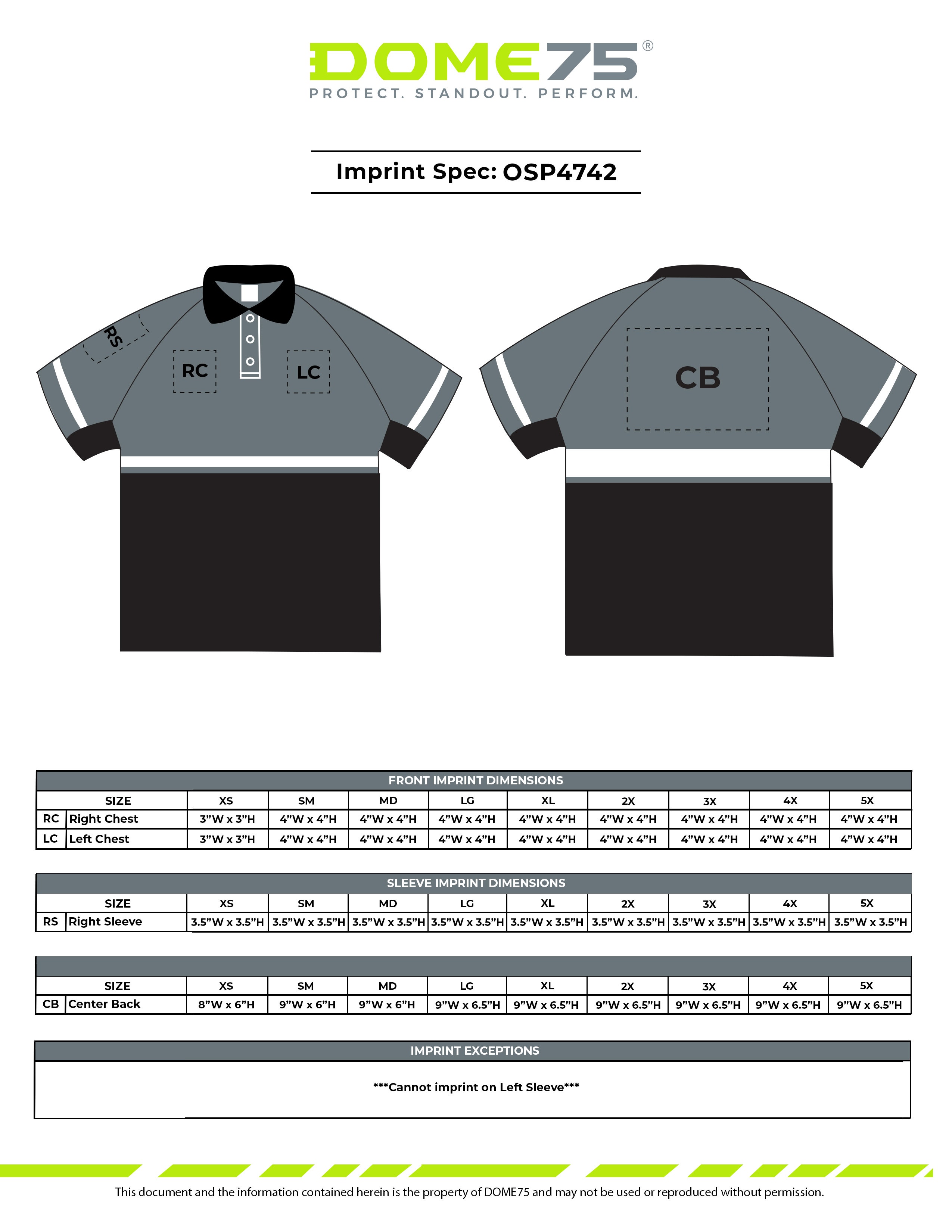DOME75 OSP4700 Series Polo Imprint Spec Sheet