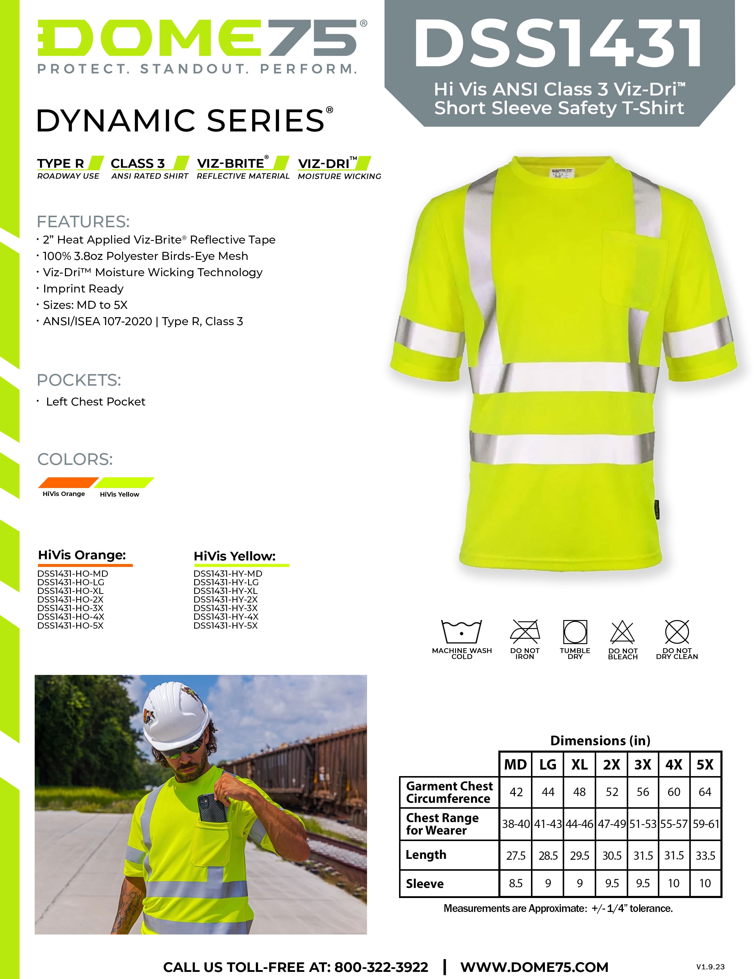 DOME75 DYNAMIC Series DSS1431 Short Sleeve T-Shirt Sellsheet