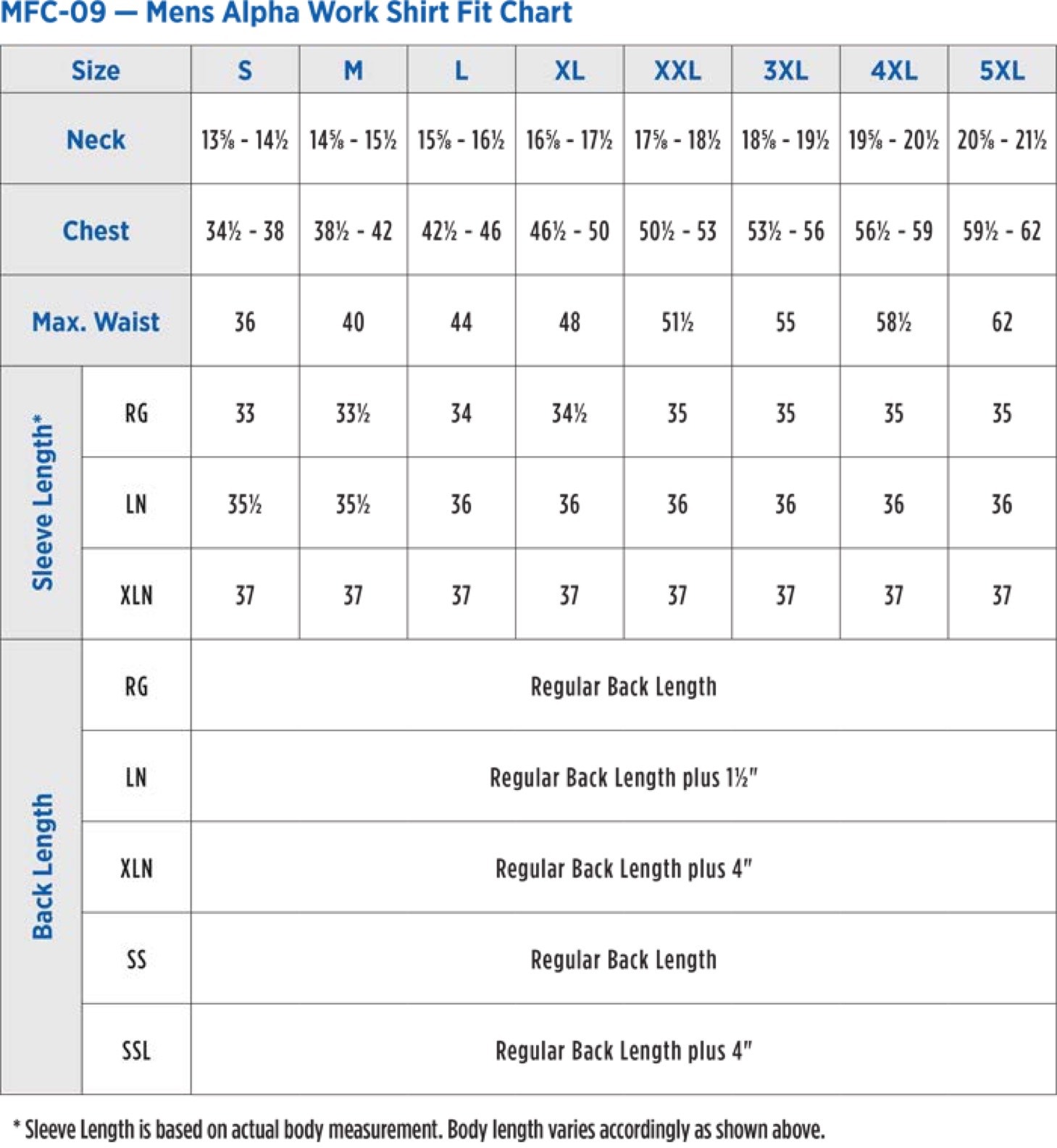 Size Chart